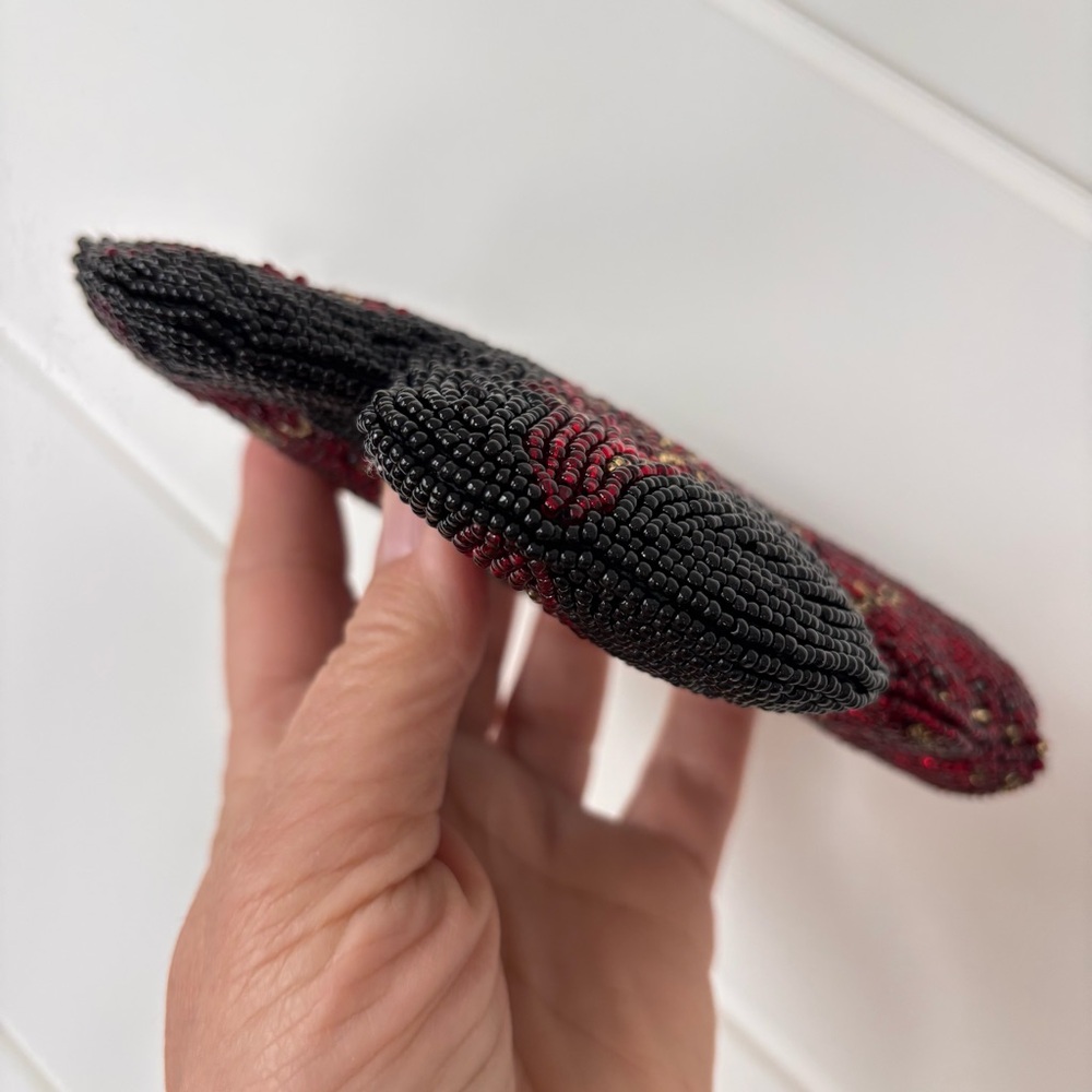 Vintage Neiman Marcus Red and Black Beaded Butterfly Petite Evening Bag - Picture 6 of 17